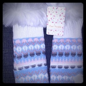 Free people women's fingerless fur knit gloves